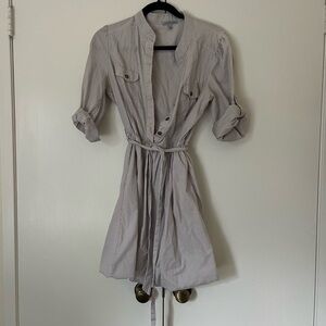 Gray Button-Up Shirt Dress